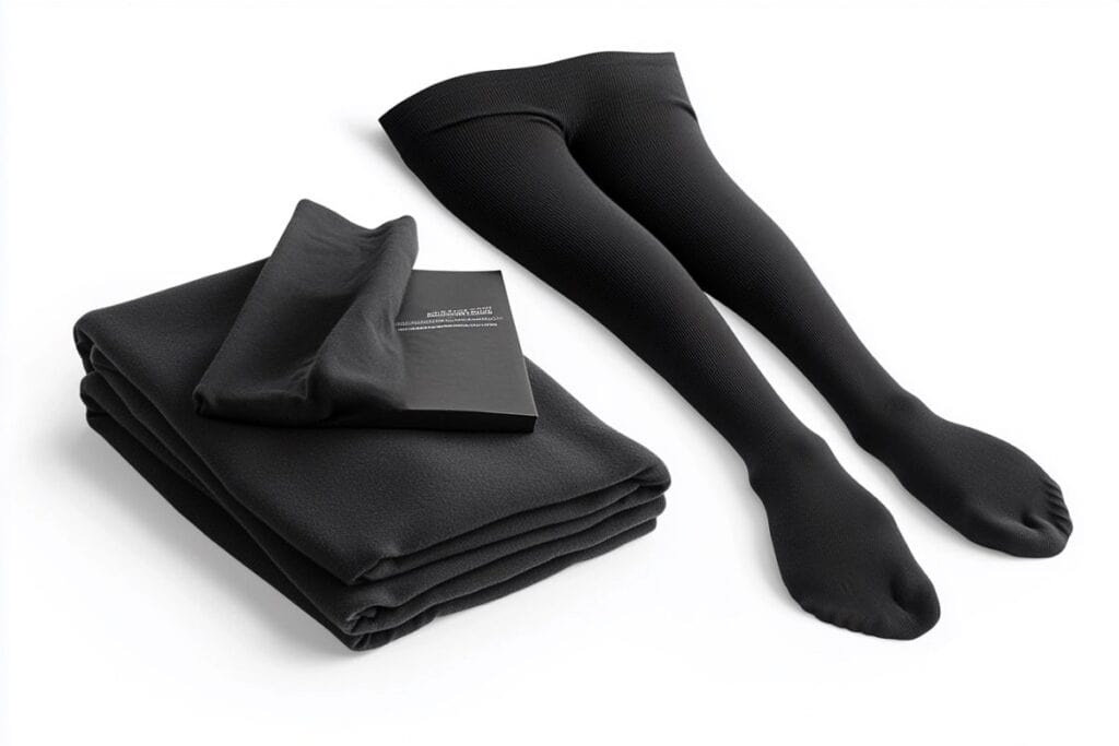 גרביון תרמי בצבע שחור מקופל ופרוס - דונה